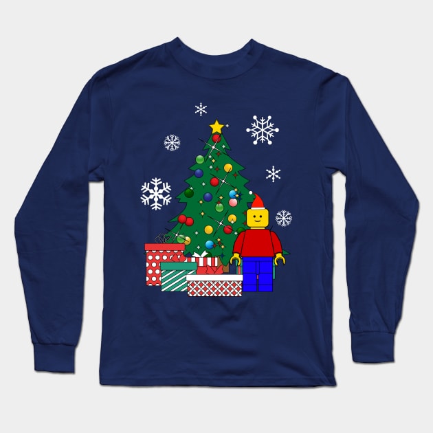 Lego Man Around The Christmas Tree Long Sleeve T-Shirt by Nova5